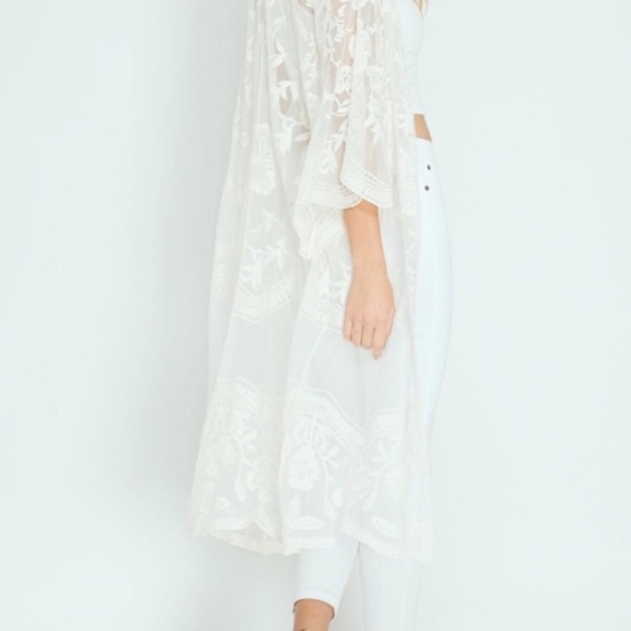 Re-Ordered Cream Woven Summer Lace Cardigan Kimono - Picture 5 of 6